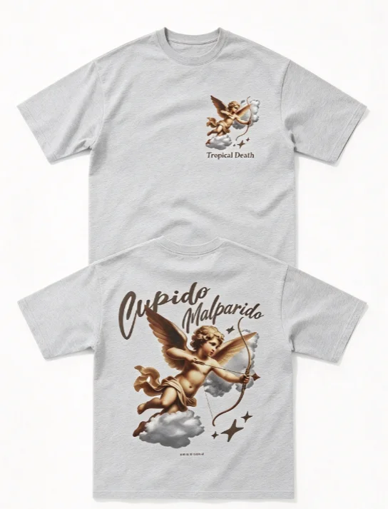 2026 Front Back Double Print T Shirt Vintage Cupid Angel Graphic Tees Men Women Cloud Wing Figure Casual Streetwear Tops