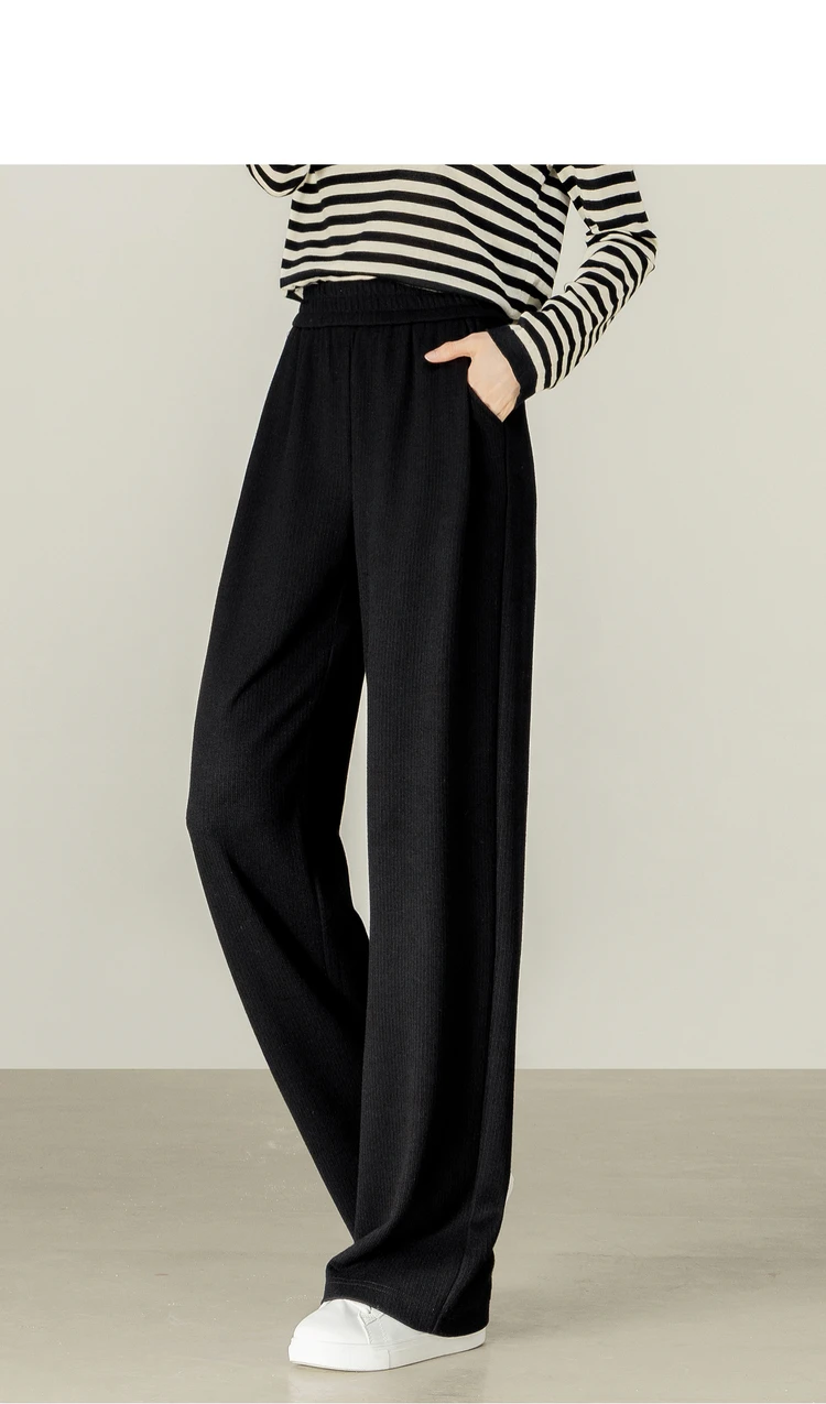 SENTUBILA Damen-Langhose, Strick, dick, gerade geschnitten, lässig, elastisch, hohe Taille, Jogginghose, Damenbekleidung 153K80276 – Detail 6