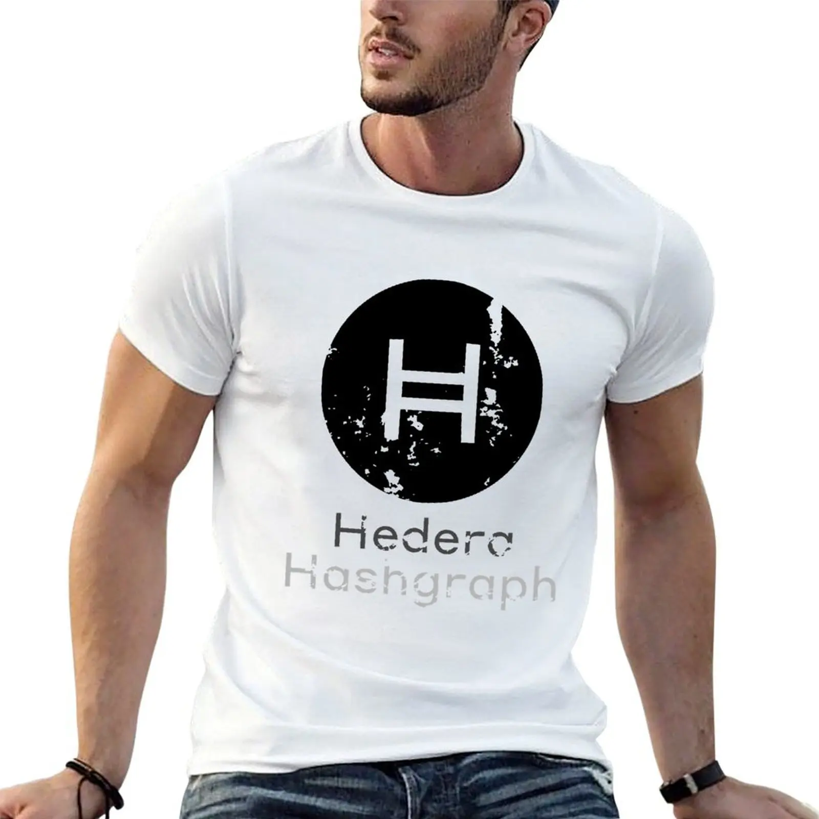 Hedera Hashgraph Vintage T-Shirt man t shirts cotton man graphic t shirt men t shirt cotton 100% T-shirt