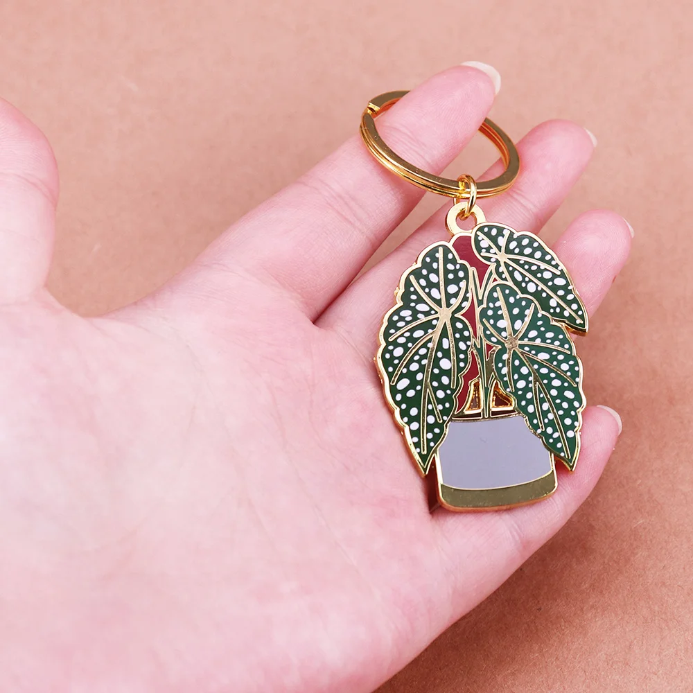 Begonia Plant KeyFob Cute Planter Keychain