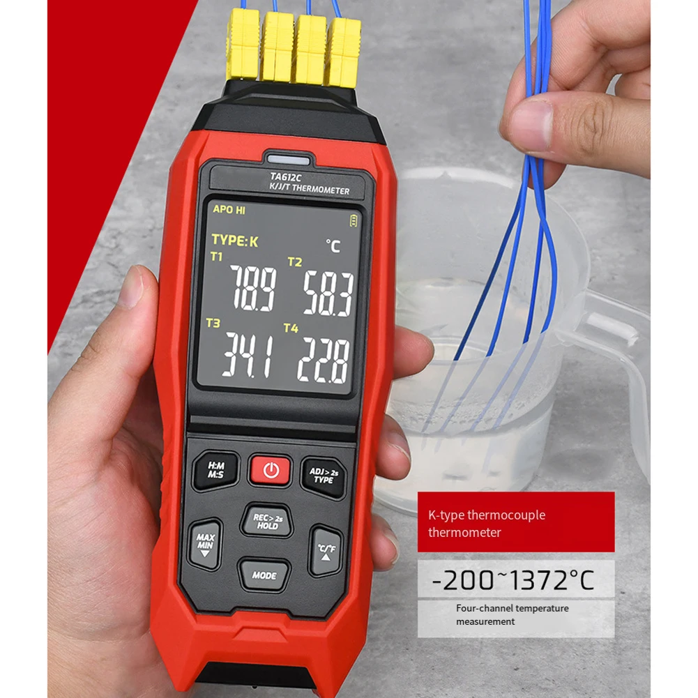 

For HVAC For Industrial Use K J T Type Thermometer 4-Channel Thermometer Industrial Applications 177 X 70 X 35mm