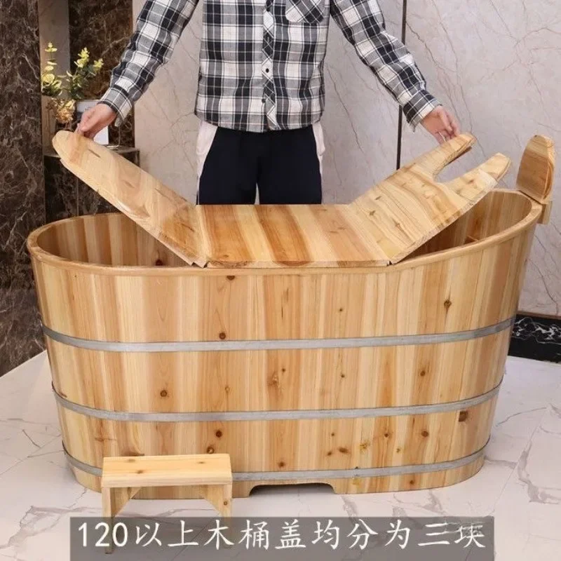 Beauty salon bath wooden bucket bathtub adult whole body household bath basin sweat fumigation real wooden bath bucket