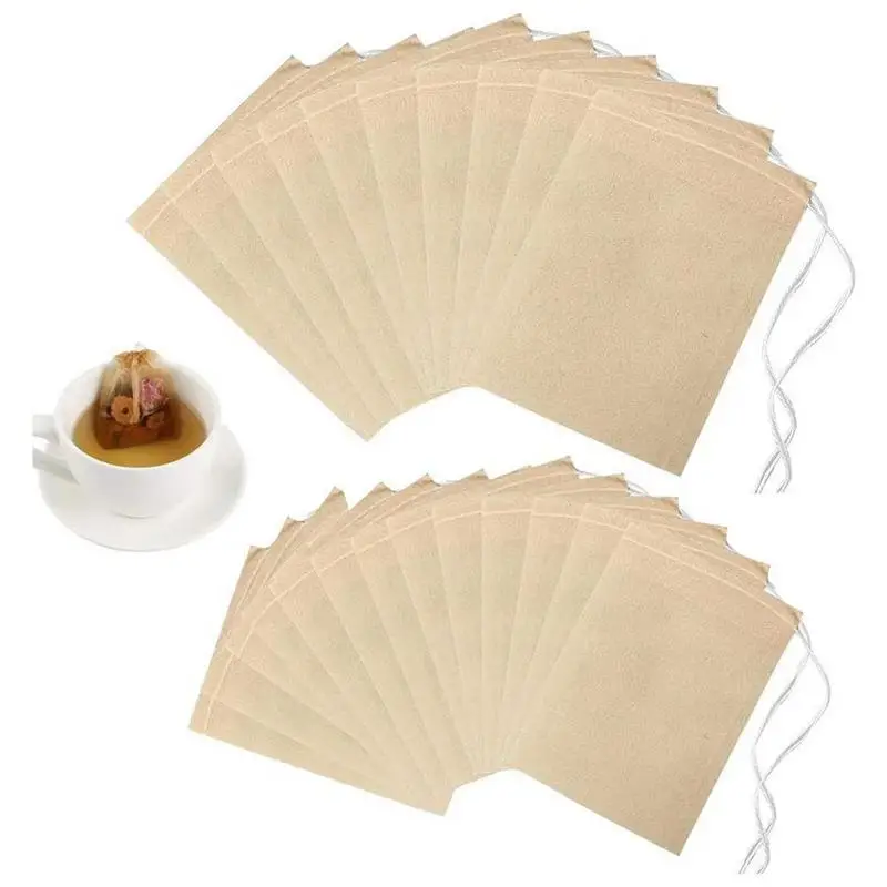 

200 PCS Empty Tea Bags with Drawstring Tea Bag Strainer Separate Strainer Bag for Food Spice Drinking Tools for Loose Leaf Tea