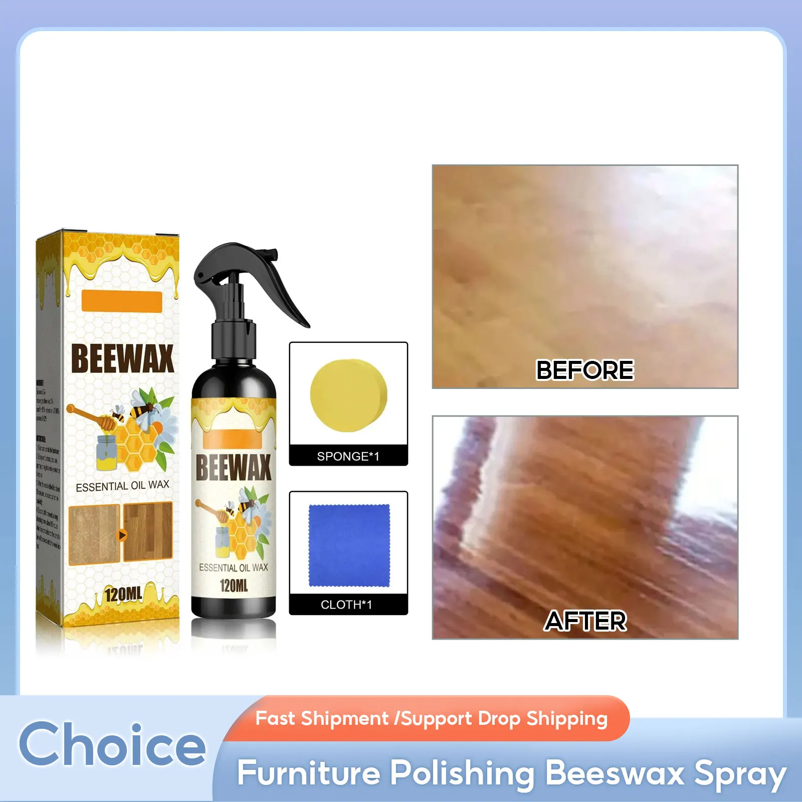 Furniture Polishing Beeswax Spray Wooden Floor Cleaning Maintenance Wood Table Shiny Wear Resistant Multipurpose Beeswax Agents