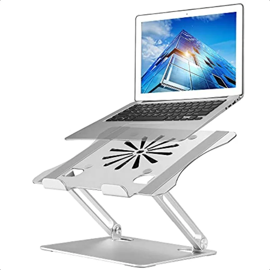 

Adjustable Laptop Stand with Cooling Fan Aluminium Alloy MultiAngle Computer Holder for Desk Portable Notebook Metal Mount Comp