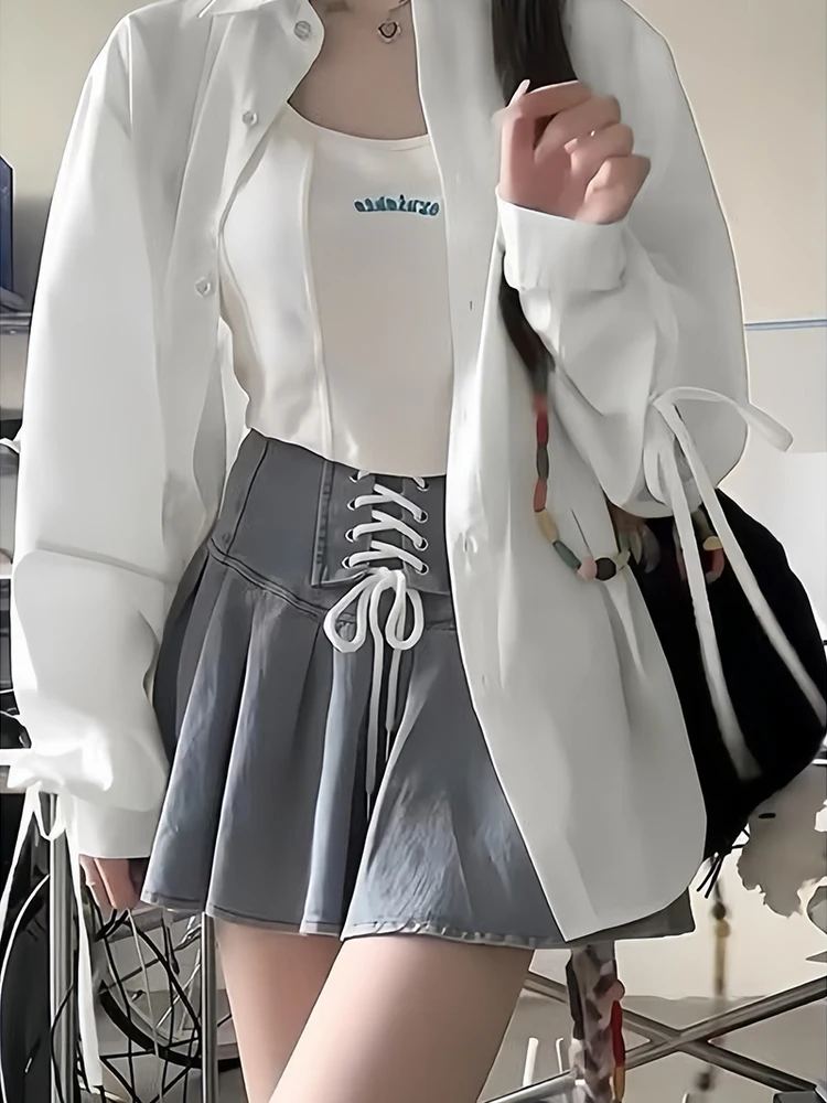 

Blue Long Sleeve Women's Shirt Spring Summer Thin Cardigan Outer Design Sensation Sunscreen Coat Female Fashionable TT28