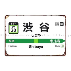 Shibuya Japan Train Station Metal Plaque PaintingGarage Designing Decoration Printing Tin Sign Poster