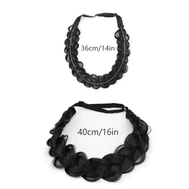 1 Pcs Synthetic Premium Adjustable Handmade Wig Braided Elastic Band Hair Fashion Braiding Hair Headband Headwear For Women image 6