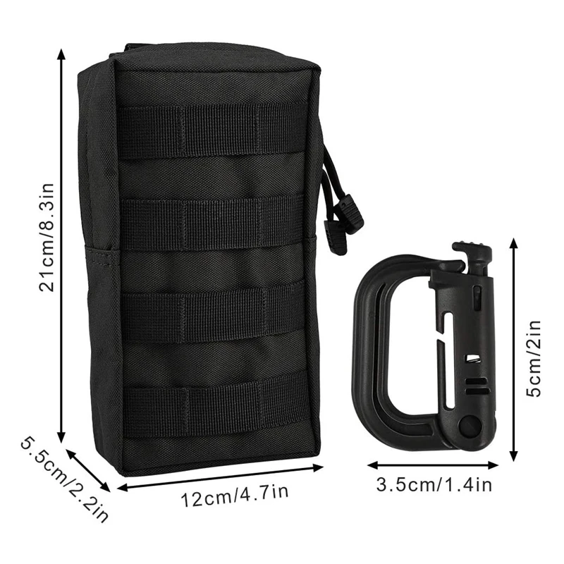 Molle Pouches With 3 Pcs D-Ring Locking Compact Utility Waist Pouch For Camping Hiking Outdoor 2 Pack