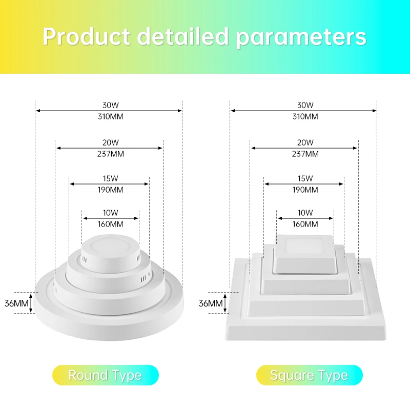 초박형 패널 LED 천장 램프, 거실 침실 실내 조명, 사각형 원형 천장 조명, 110-265V, 20W, 30W