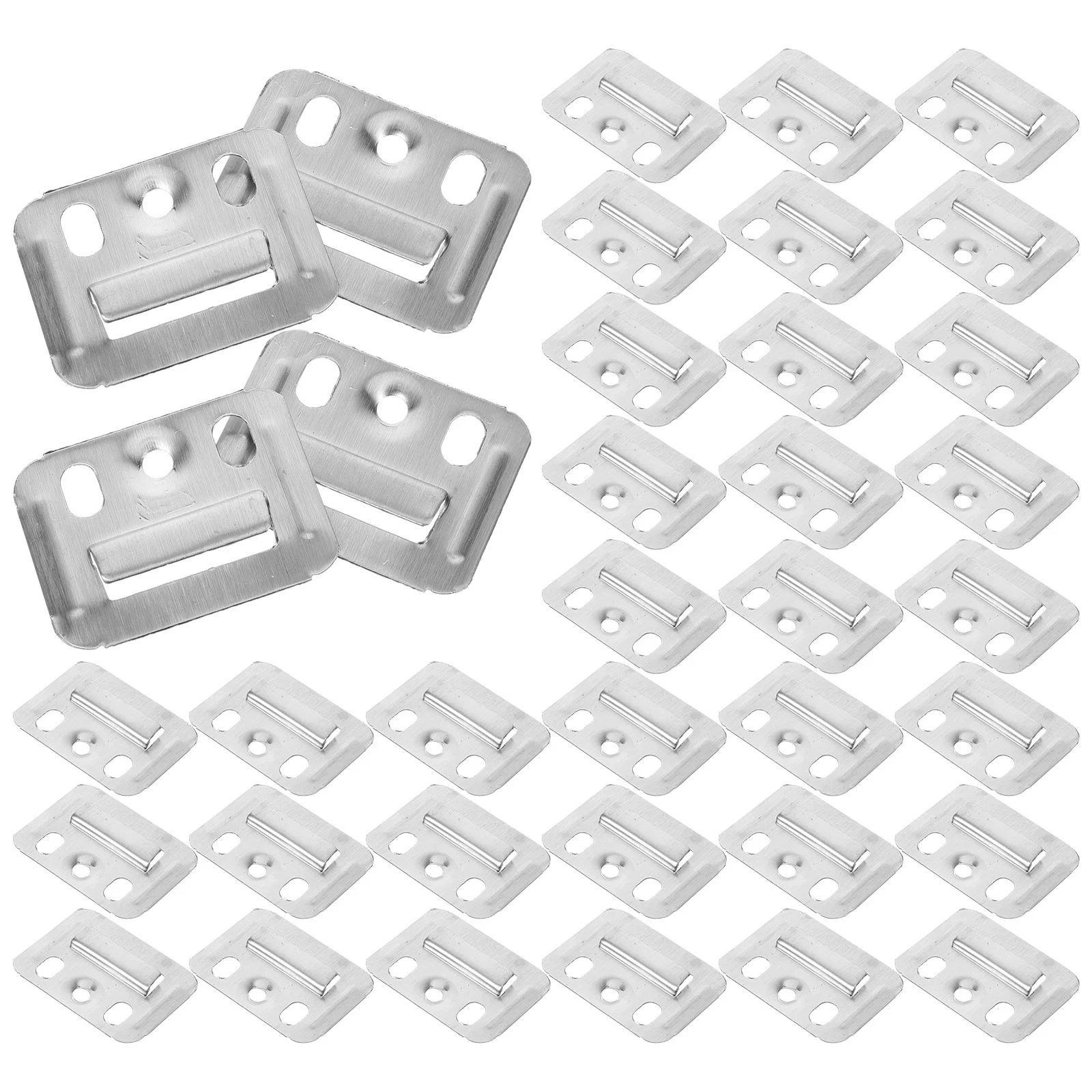 100 Pcs Wall Mounted Headboard Gusset Plate Fixing Piece Panel Buckle Clamp Furniture Hardware Silver Stainless Steel