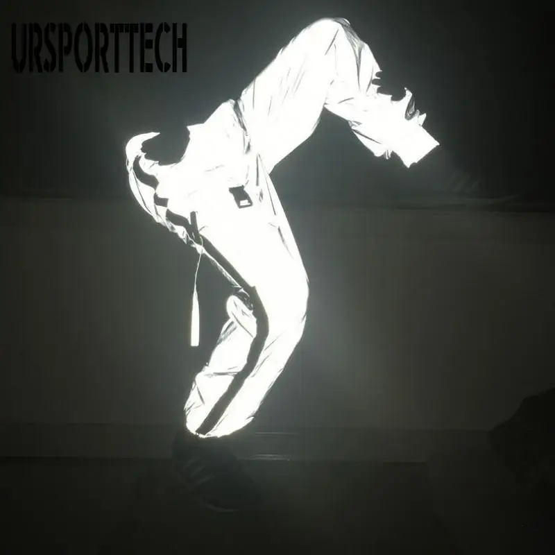 Ursport tech reflektierende Jogger hose Herbst Winter Männer lässig grau solide Streetwear Hose Mode Kleidung plus Größe 3xl