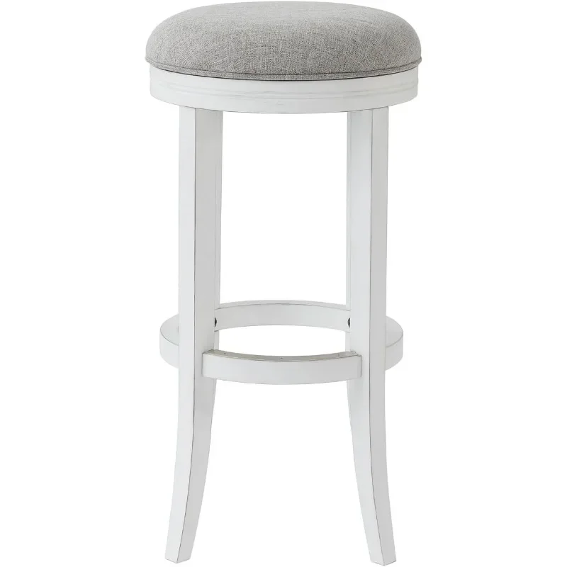 New Ridge Home Goods Avery Bar-Height Wood Backless Barstool with Upholstered  Swivel Seat