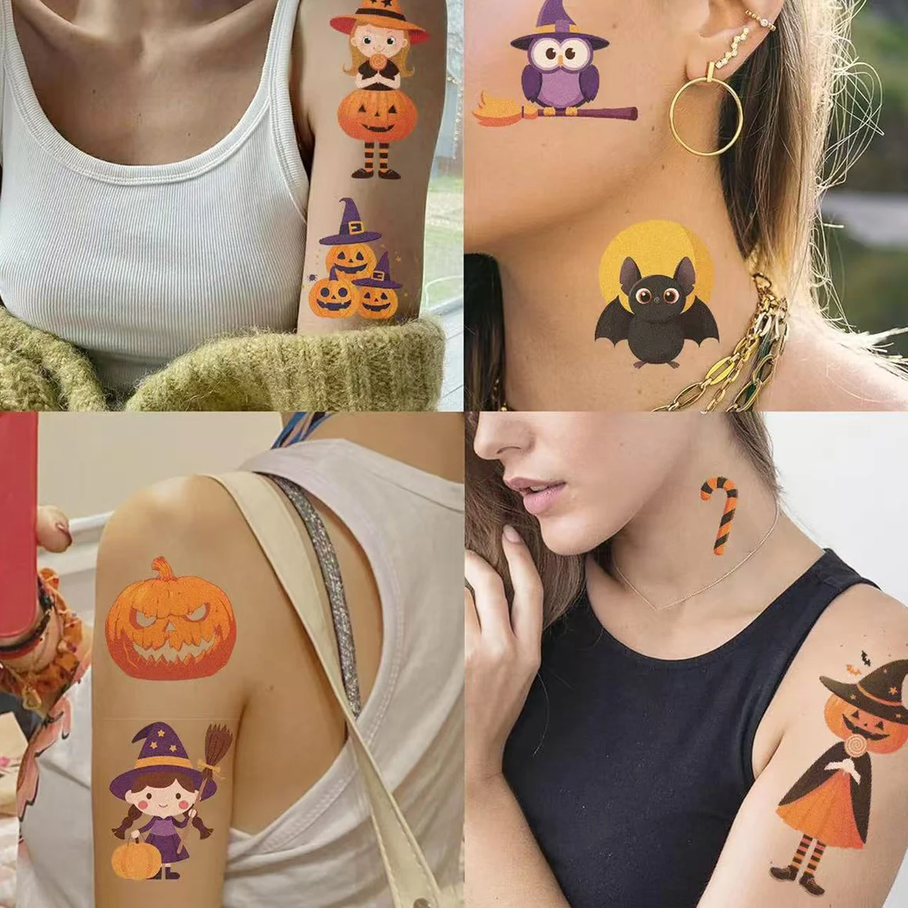 10 vellen Halloween Pompoenen Tattoo Sticker Tijdelijke Fake Tattoo Arm Handen Lichaam Waterdichte Tatouages Giet Toy Gift