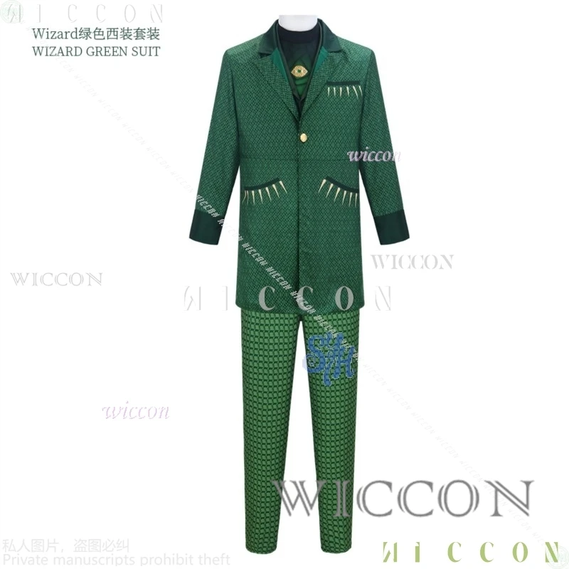 

Fantasia Halloween Great Wizard Cosplay Anime Wickeddd Movie Green Retro Coat Checkered Pattern Pants Goth Disfraz De Mujer