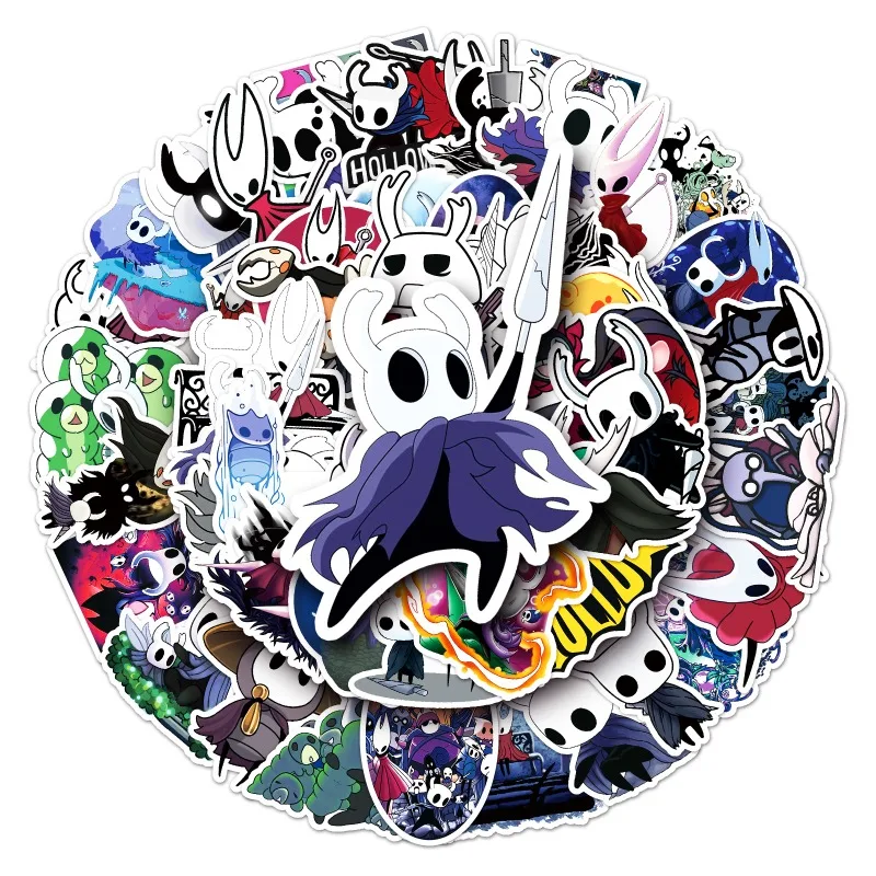 Hollow Knight Jogo Periférico Dos Desenhos Animados Graffiti Adesivos, Impermeável, Decorativo, Copo de Água, Laptop, Mala, Desktop, 50Pcs