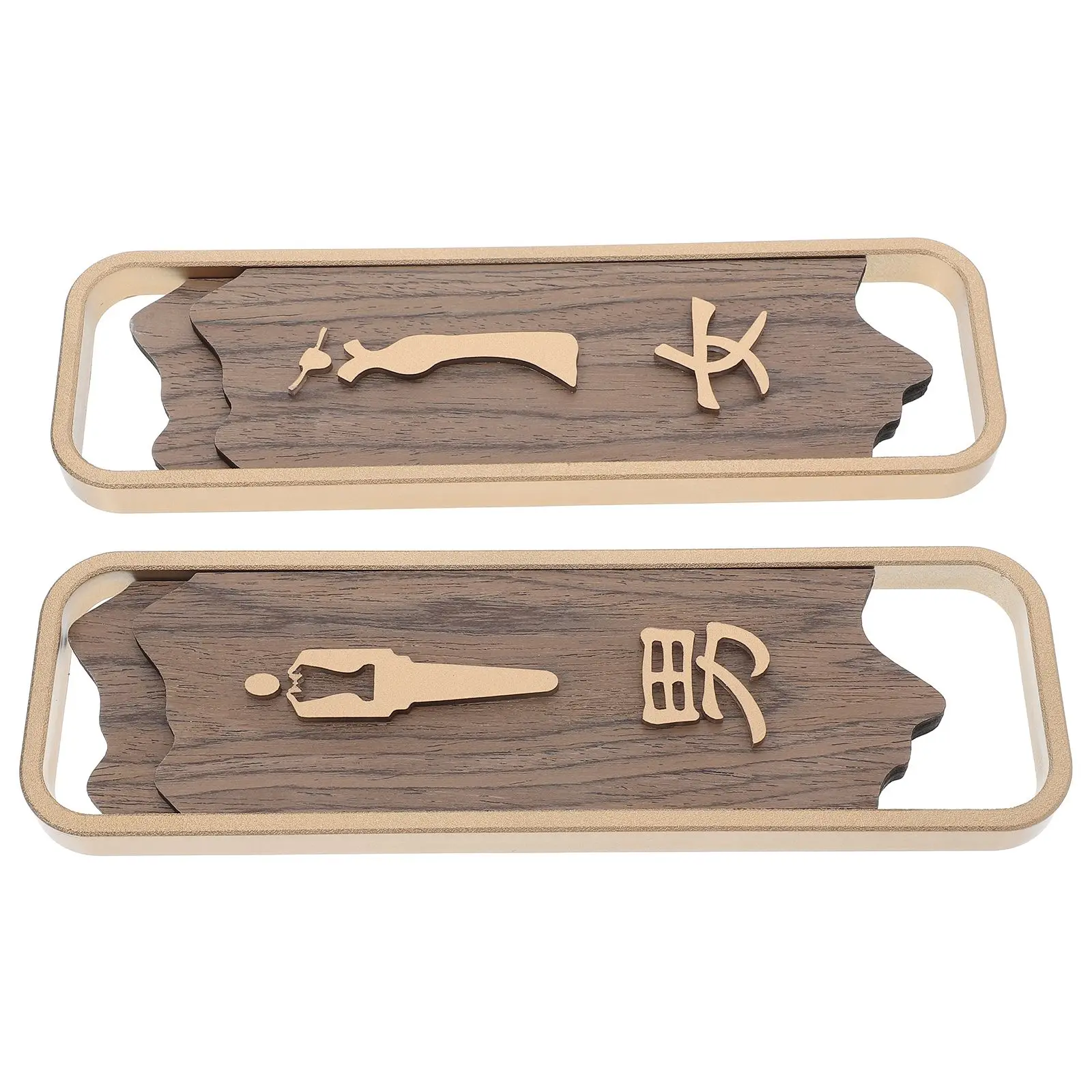 2Pcs Solid Wood House Sign Restroom Signs for Bathroom WC Plaque Male Female Symbols Wooden Doorplate Toilet