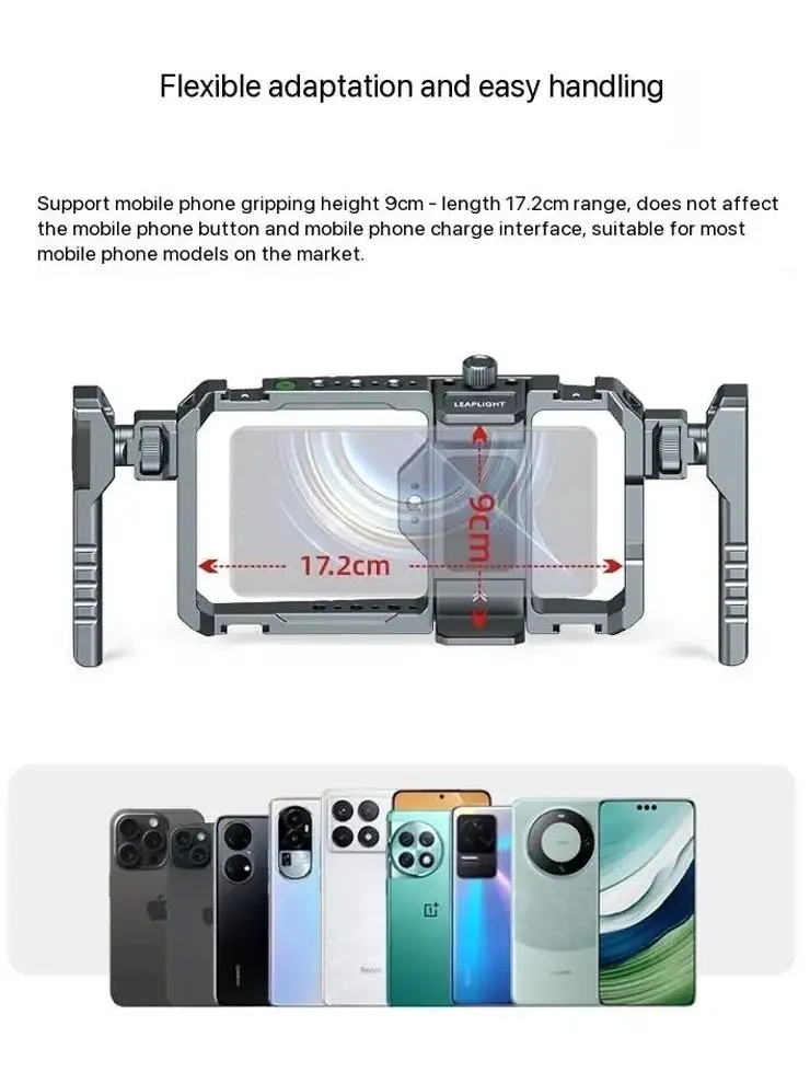 Leaplight metalowy zestaw klatek wideo na telefon z uchwytami zestaw Smartphone Video Rig do smartfona iPhone Android telefon komórkowy — zdjęcie produktu 3