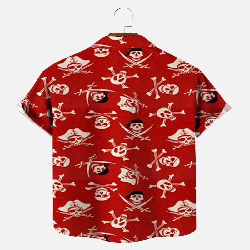 Vintage Sailor Skull Short Sleeve Shirt 3D All Over Printed Hawaiian Shirt for Men and Women Casual Shirt Unisex