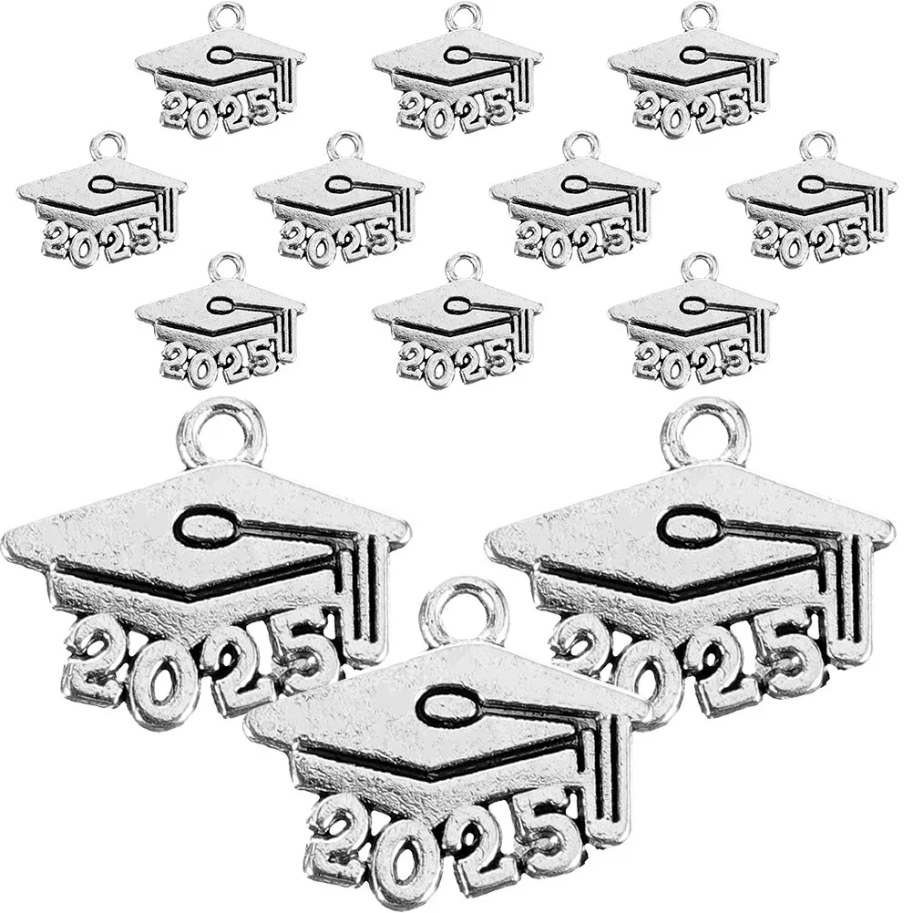 

15 шт. подвесок в виде выпускных шапочек 2025 из цинкового сплава для изготовления украшений, декораций для выпускных вечеринок, вдохновляющие шармы для рукоделия