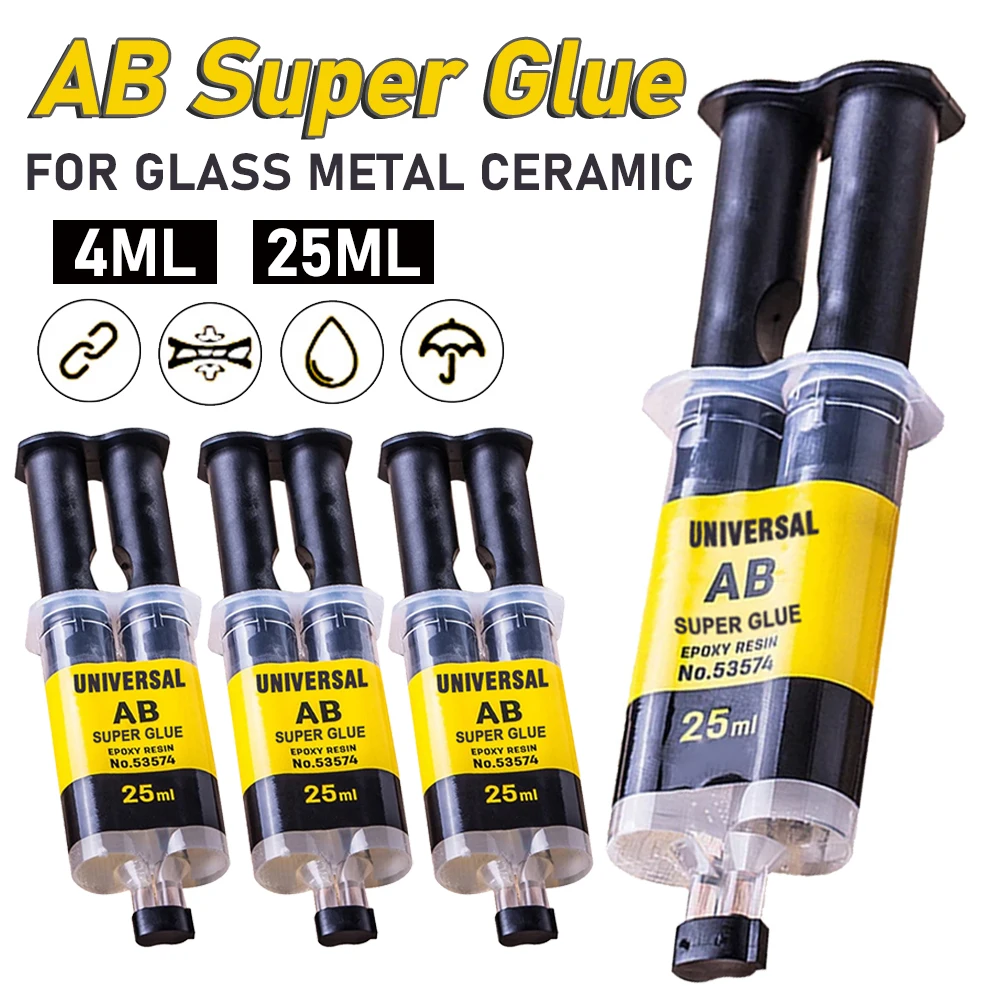 1-3pcs 25ml Box Epoxy Resin AB Adhesive Waterproof And High Temperature Resistant All-Purpose Repair Push-Pipe Glue Woodworking