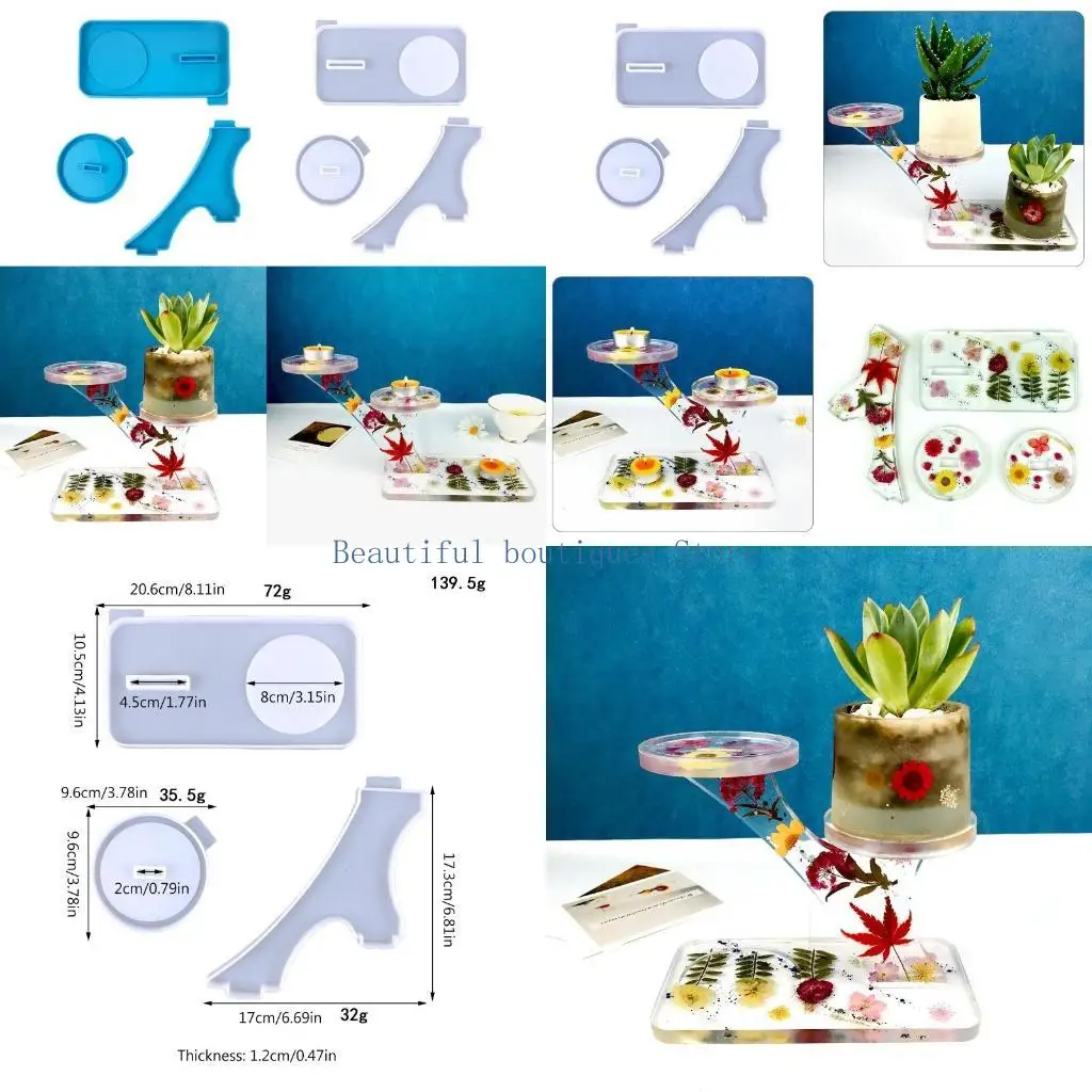 

U4LF полка в форме дерева, держатель для цветочного горшка, подставка для свечи, силиконовая форма, подходит для изготовления из