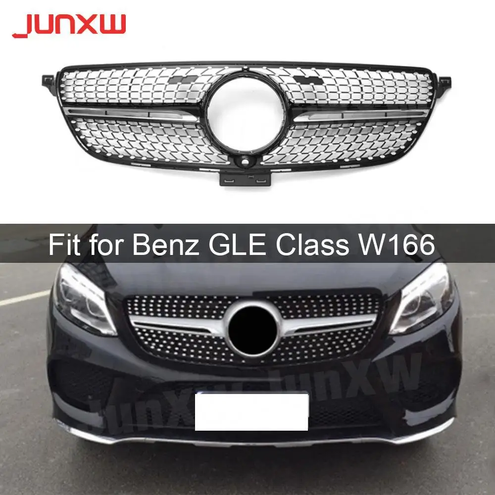 

ABS Material Car Accessorise Front Bumper Lip Racing Grills For Mercedes Benz GLE Class W166 SUV 2015-2019 Black Silver