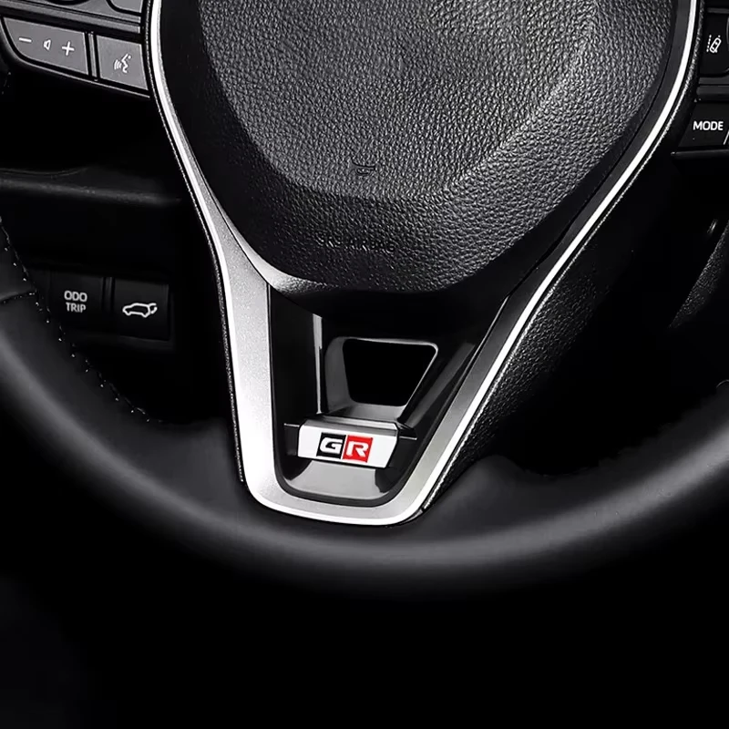 자동차 스티어링 휠 장식 GR 코롤라 2019-2021 RAV4 2020용 자동차 스티어링 휠 패널 스팽글 커버 하단 트림 스티커