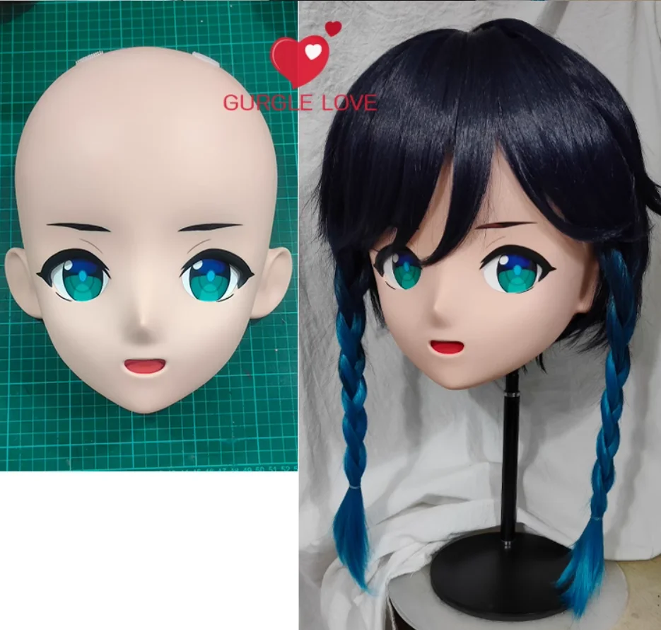 (GLb0363)Customize Character Female Girl Resin Half Head Crossdress Cosplay Japanese Anime Role Kigurumi Mask With Eyes And Wig