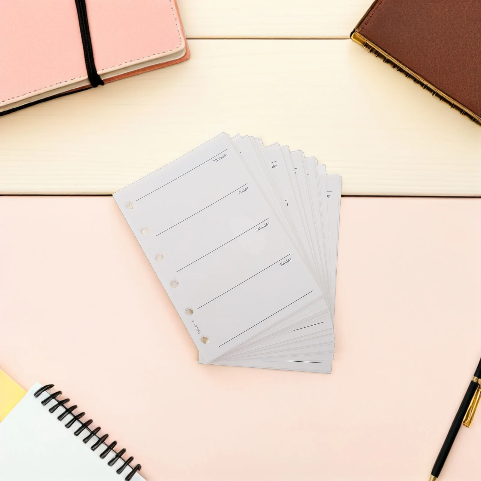 

200Pcs Blank Weekly Planner A7 - 6 Ring Binder Refill Pages 4.7x3.1 Inch 120Gsm Smooth Lined Paper for Office School Travel