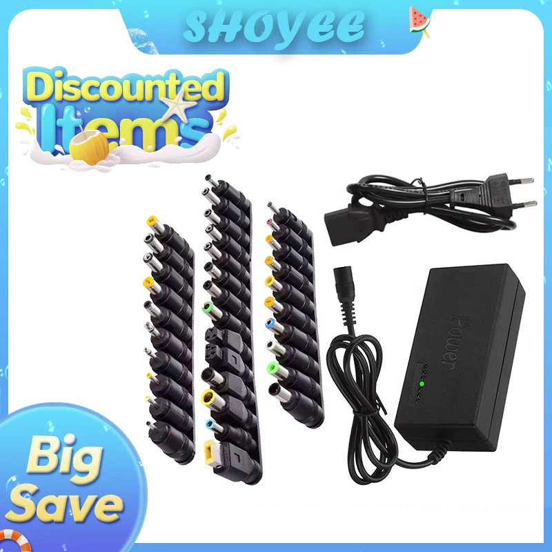 Universal DC Input Laptop Plug Set, 34 Pieces, Connector Tips for Most Laptops