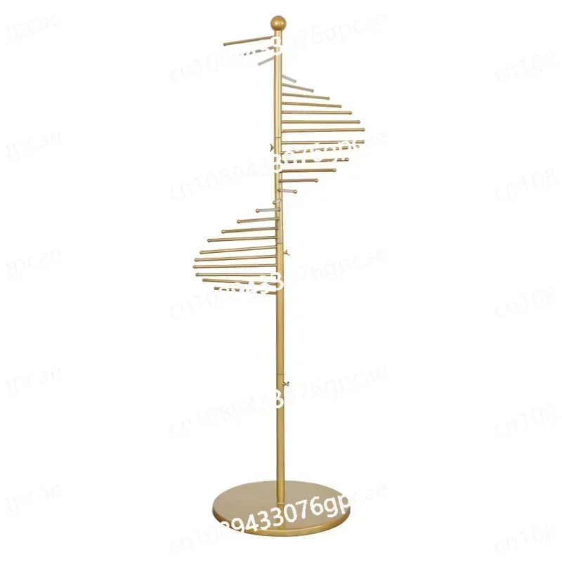 

Golden Scarf Shelf Floor Display Rack Creative Hanging Silk Scarf Pants Display Rack Clothing Store Multi-functional Round