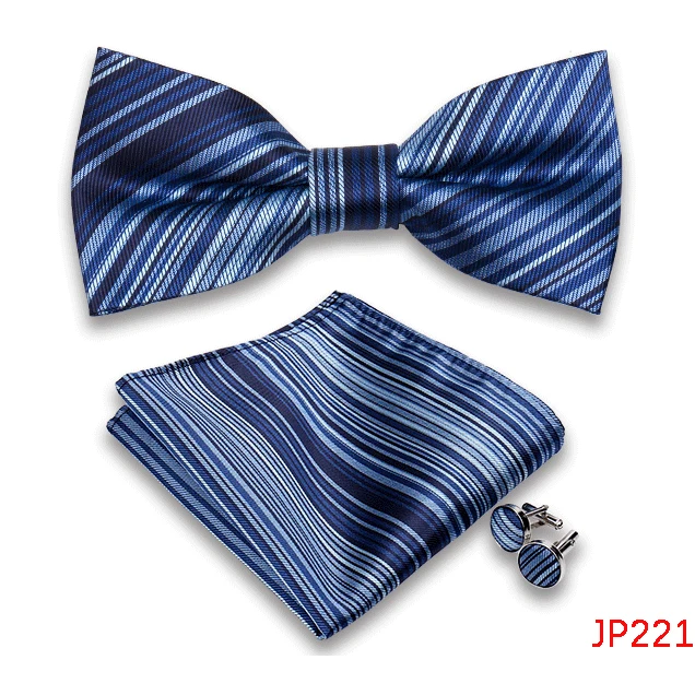 Klassische Herren Fliege Taschentuch Manschettenknöpfe Set Jacquard Fliege für Mann Hochzeit Business Schmetterling Knoten Geschenk Mann Zubehör – Detail 23