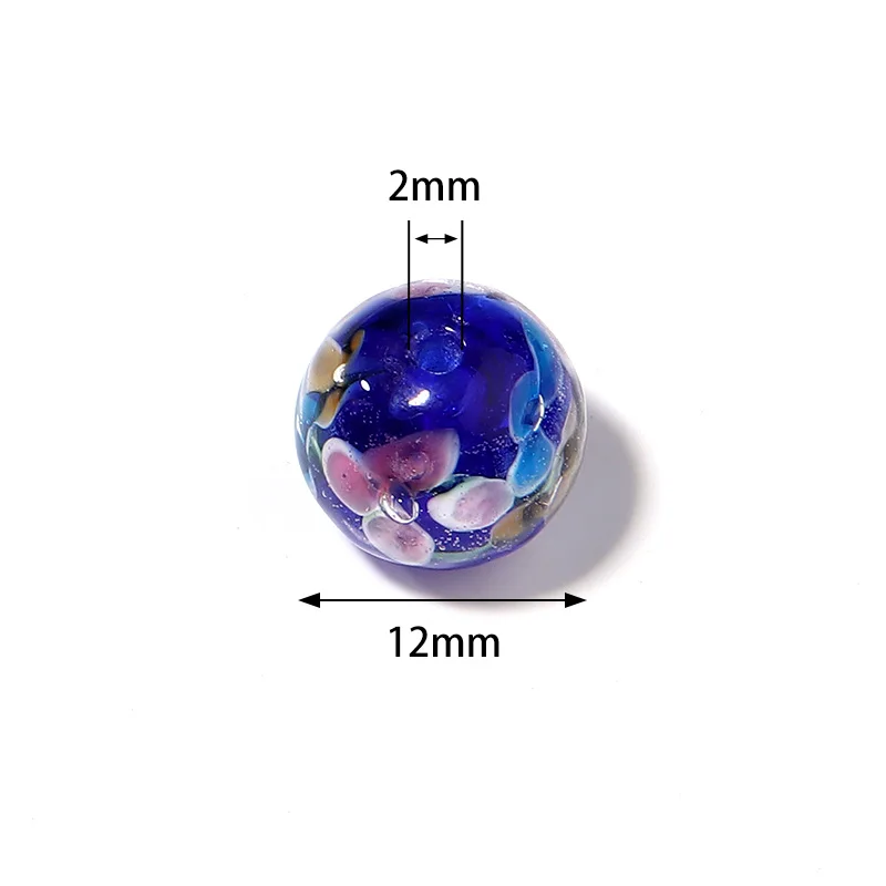 10pcs/lot Multiple Colors Flower Lampwork Beads Round Spacer Beads  For Diy Jewelry Making Bracelet Necklace Accessories