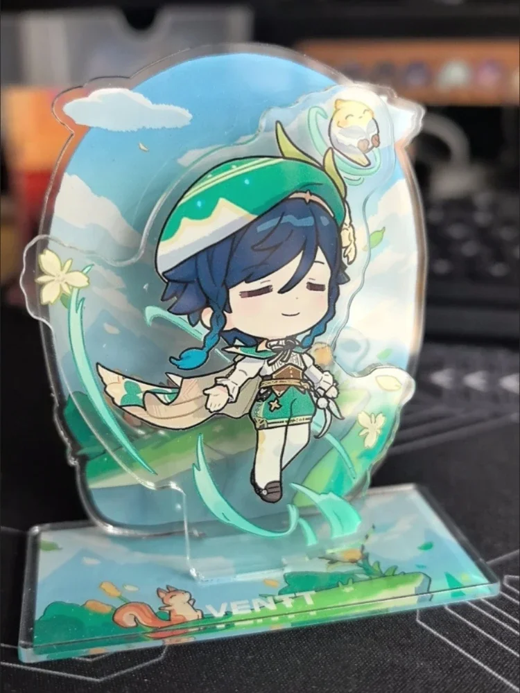 Genshin Impact Venti Double Insertion Figure Acryl Standing Sign Stand Model Desktop Ornament Decora Collection Model Toy Gift