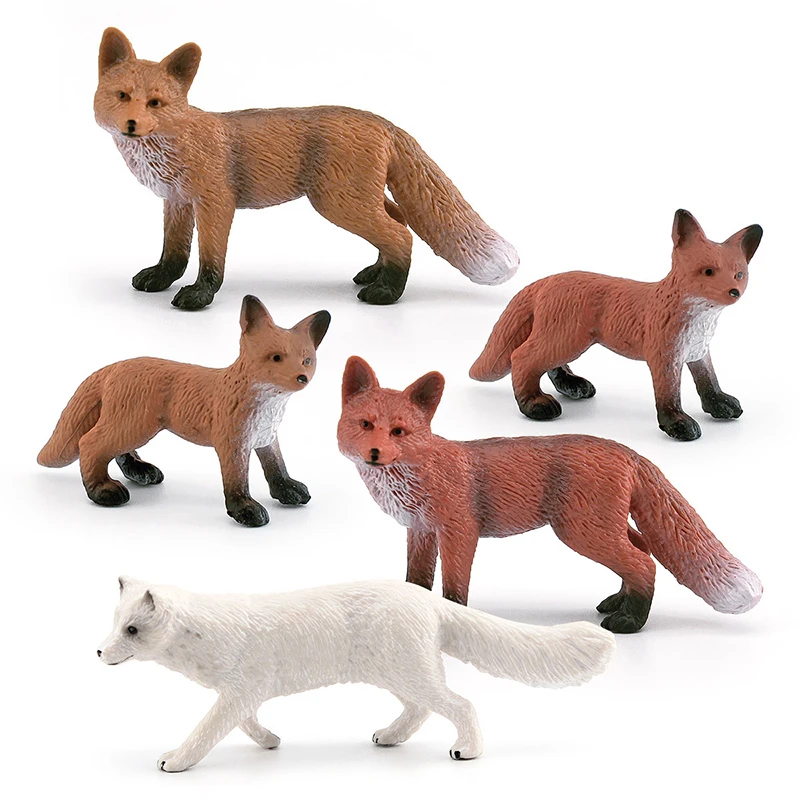 Simulation Forest Animal Fox Model Realistic Red Fox White Fox Decorative Desktop Static Decorative Ornaments Children Toys Gift