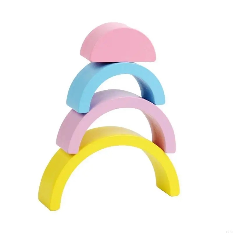F62D Rainbow Building Block Apilador preescolar preescolar fino Juguete