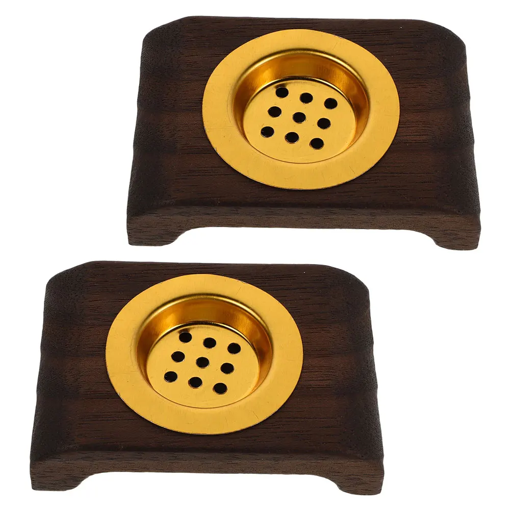 

2 Pcs Incense Burner Bakhoor Censer Decorative Wooden Modern Living Room Charcoal Cone Holder Tray Home Fragrance Middle Eastern