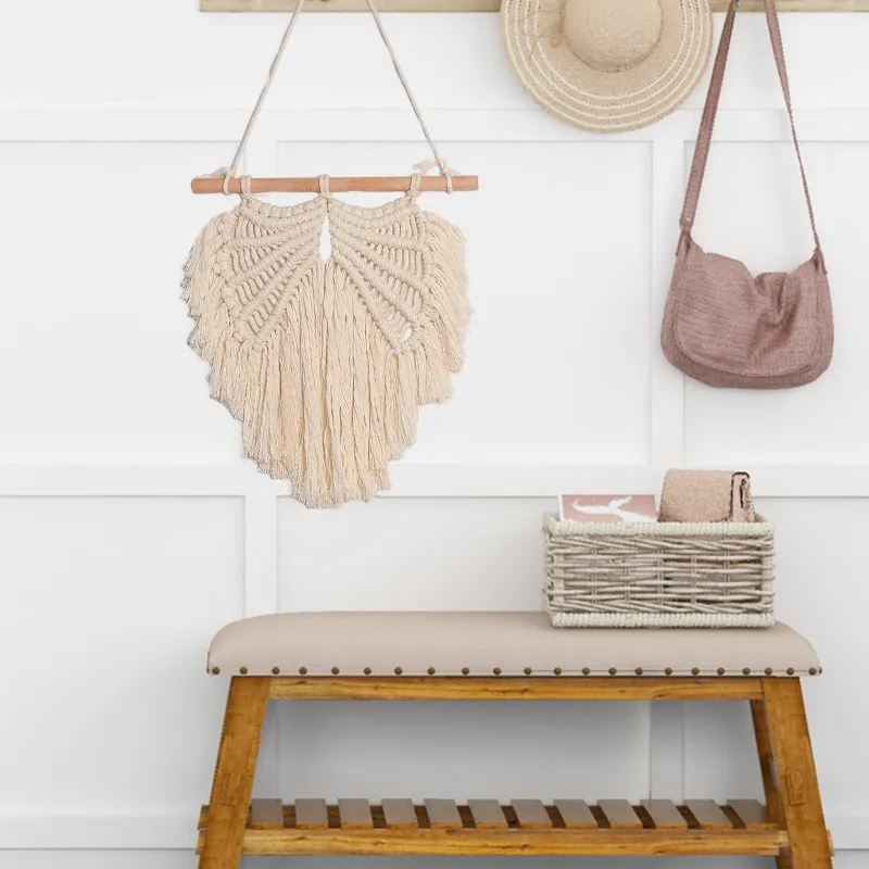 1 قطعة المنسوجة يدويا أجنحة الملاك نسيج الإبداعية جدار الفن الاسكندنافية نمط ديكور المنزل معلقة قطعة القطن الجناح زينة زخرفية