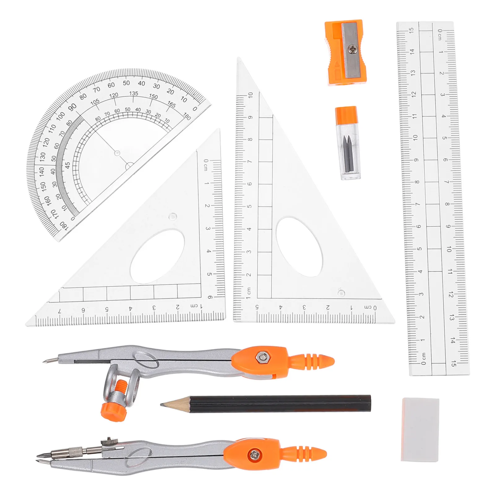 مجموعة واحدة من مسطرة المنقلة خفيفة الوزن من سبائك البلاستيك أدوات رسم الرياضيات لتعلم بوصلة الرياضيات
