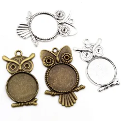 10pcs 20mm Inner Size Antique Silver Plated Gold Owl Style Cabochon Base Setting Charms Pendant