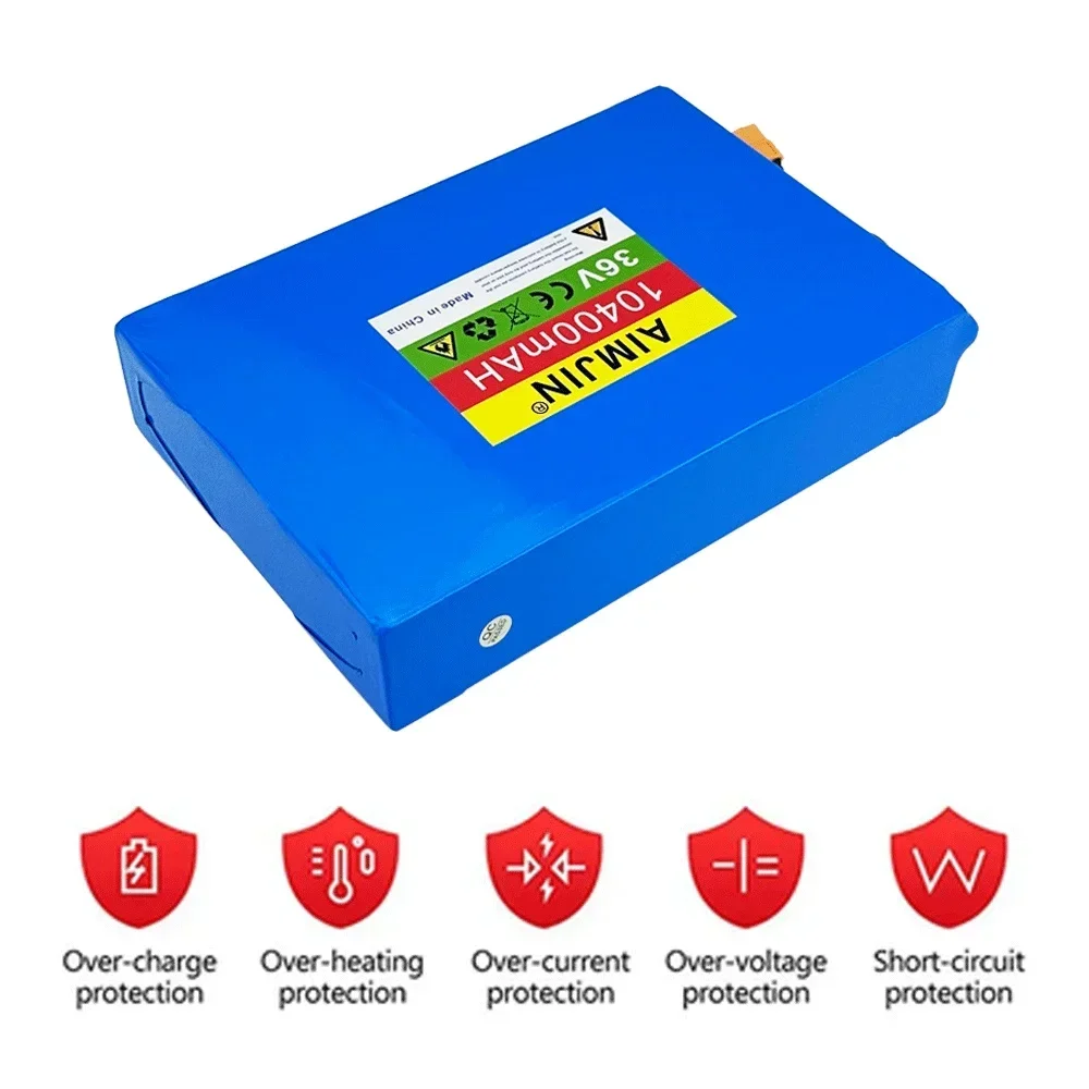 

36V 10S4P 10400mAh Lithium-ion Battery Pack High Quality with BMS for Electric Bicycle Scooter Battery Replacement+42V Charger