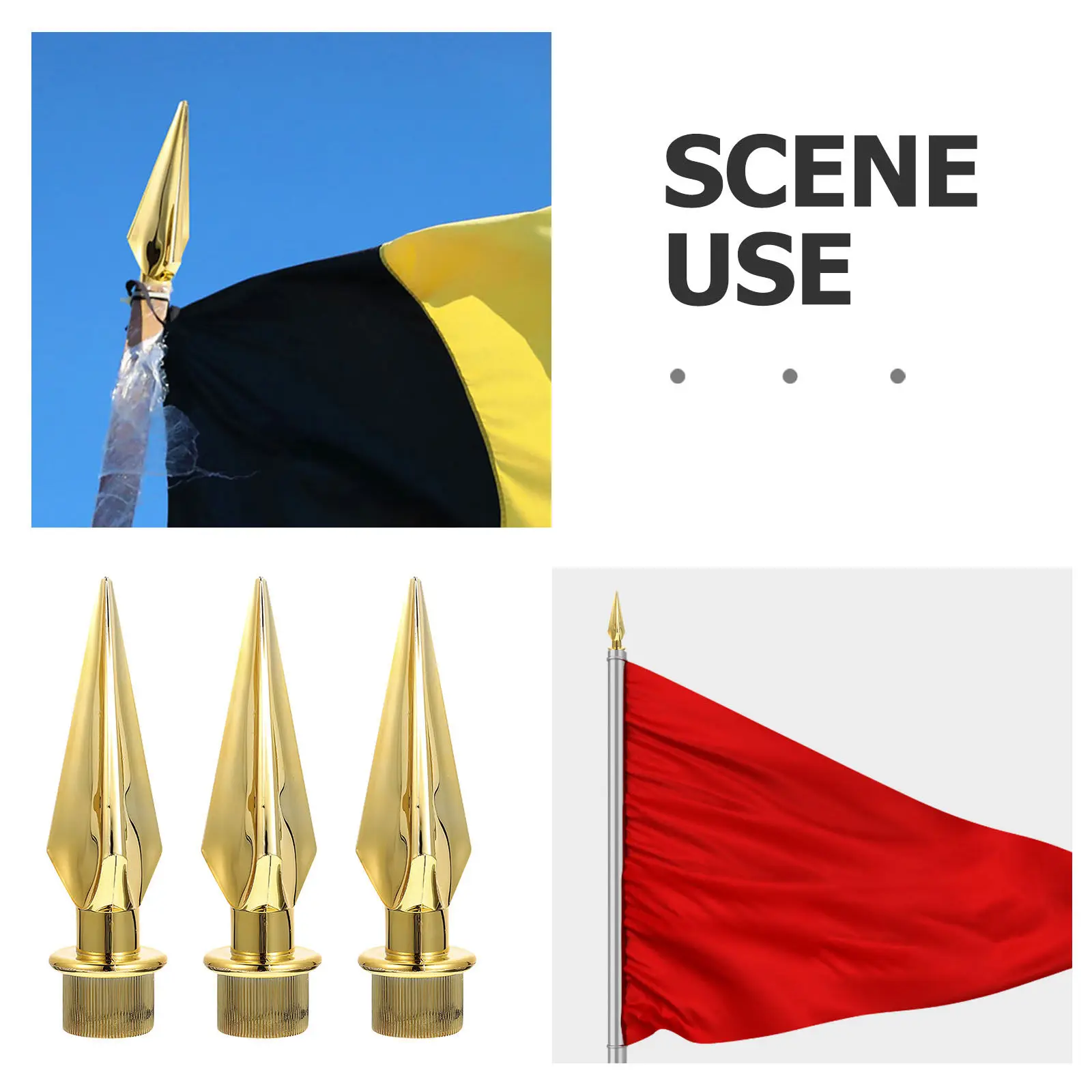 3Pcs Flagpole Topper Plastic Flag Pole Finial Ornament Outdoor Flag Pole Kit Replacement Accessories Flagpole Finial Topper
