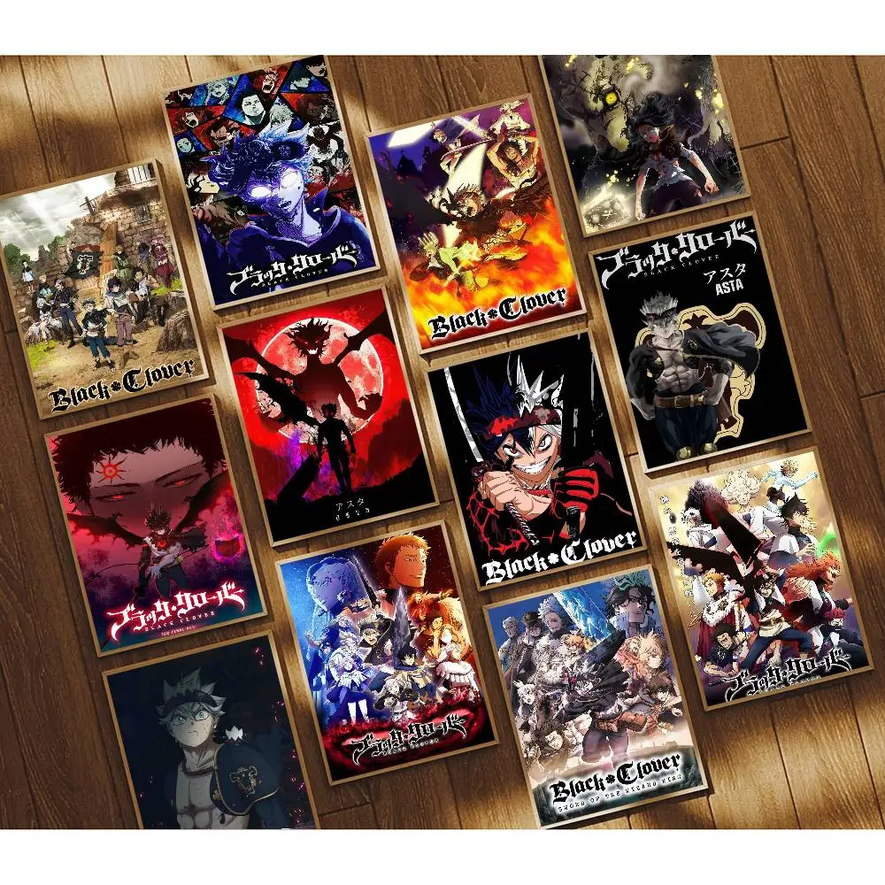 1pc Japanische Manga B-Schwarz C-Clover Poster Druck Für Schlafzimmer Wohnzimmer Home Decor Malerei Wand Kunst HD Bild Wandbild