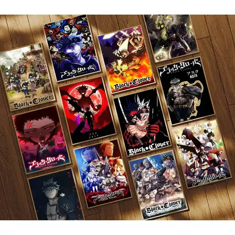 1pc Japanese Manga B-Black C-Clover Poster Print For Bedroom Living Room Home Decor Painting Wall Art HD Picture Mural