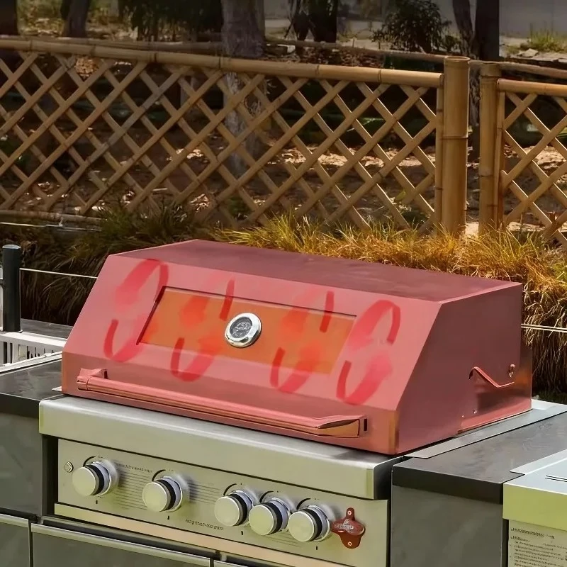 Built-in Modern Stainless Steel Gas Grill 4 Burners Flame Safety Device for Outdoor Kitchen Villa Patio Barbecue Station Outdoor