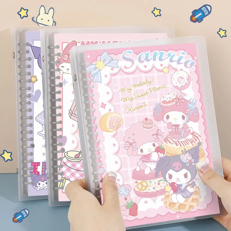 A5/b5 Sanrio Kuromi Cinnamoroll luźny liść studencka odpinana książka z wyłożonym notatnikiem w szachownicę sprzedaż hurtowa