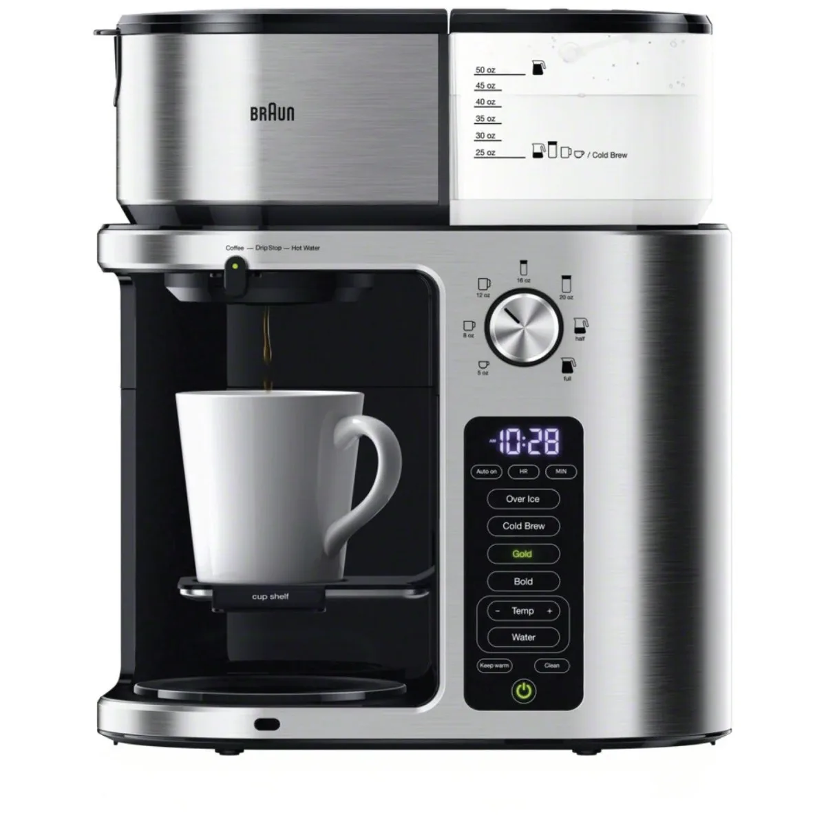 Braun MultiServe Plus 10- Cup Pod Free Drip Coffee Maker, Stainless Steel, KF9370SI