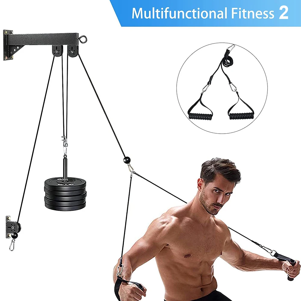 An der Wand montiertes DIY-Riemenscheiben-Kabel-Maschinenbefestigungssystem, Bizeps, Trizeps, Krafttraining, Sport, Workout, Fitnessgeräte-Set – Detail 4