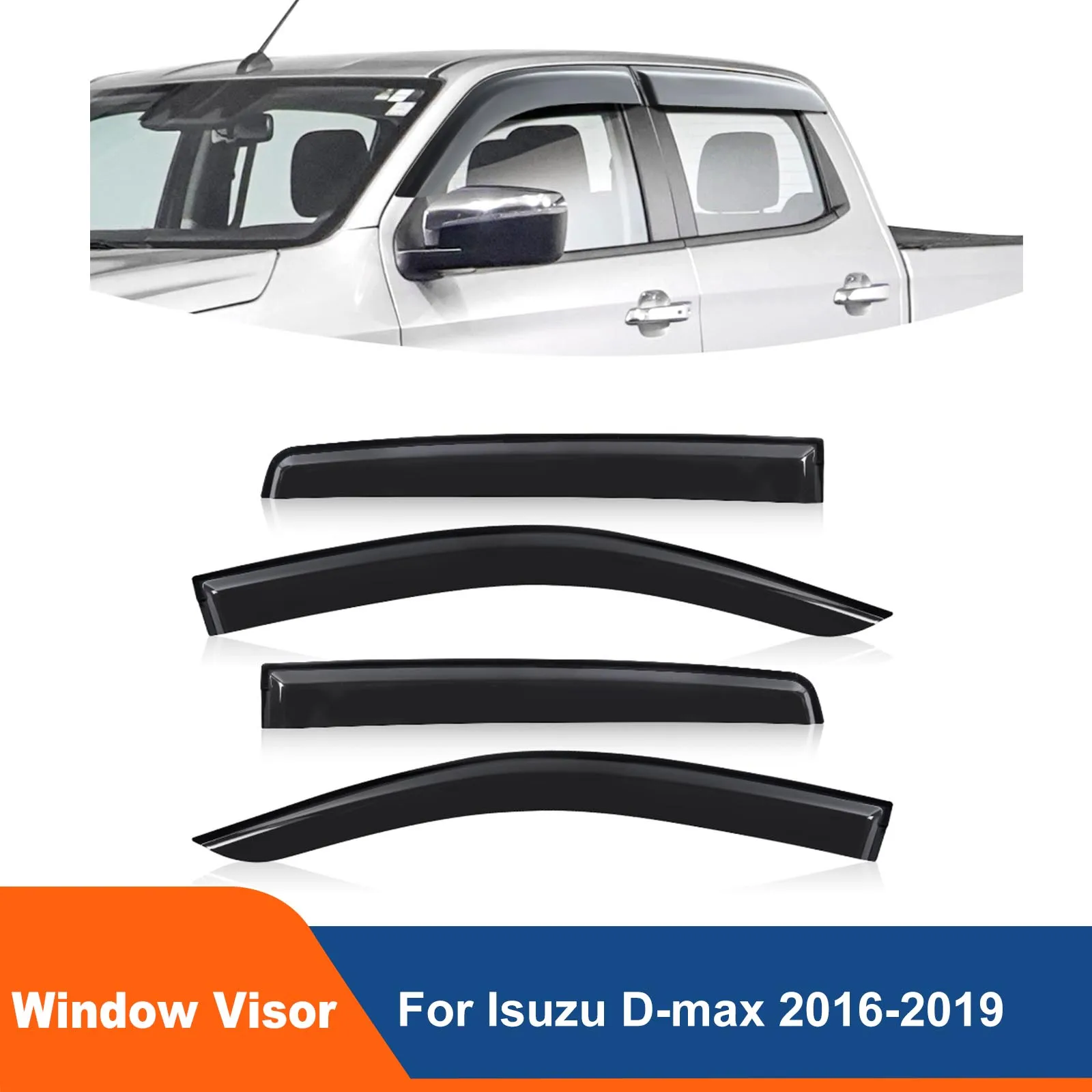 

Car Vent Shades Sun Rain Guard Deflector Window Visor Weather Shield FOR ISUZU DMAX 2016 2017 2018 2019 For Double Cabin